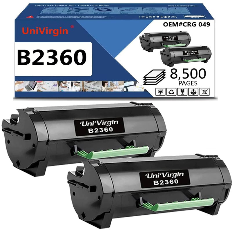UniVirgin 2 Pack Compatible B2360 High Yield 8500 Pages Toner Cartridge for M11XH 331-9805 Black Laser Toner fits for Dell B2360d B3460dn B2360dn B3465dnf B3465dn Printers - Image 1